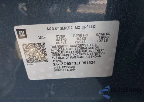 2020 Chevrolet Malibu Fwd Lt from USA, damaged, VIN 1G1ZD5ST1LF051534